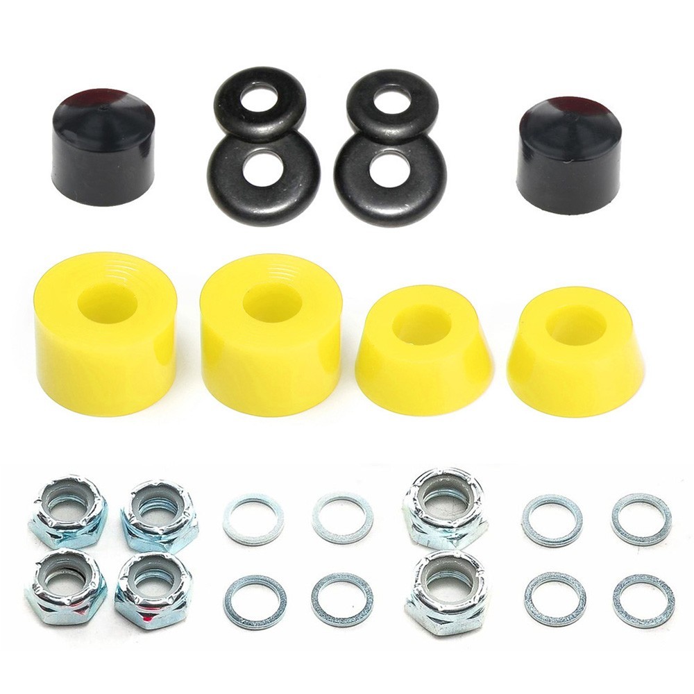 BAGUER 1 Set Skateboard Bushing Gasket PU 3.25 Inch Longboard Shock Absorber Truck Rebuild-Kit Universal Hoverboard Outdoor Skateboard Yellow